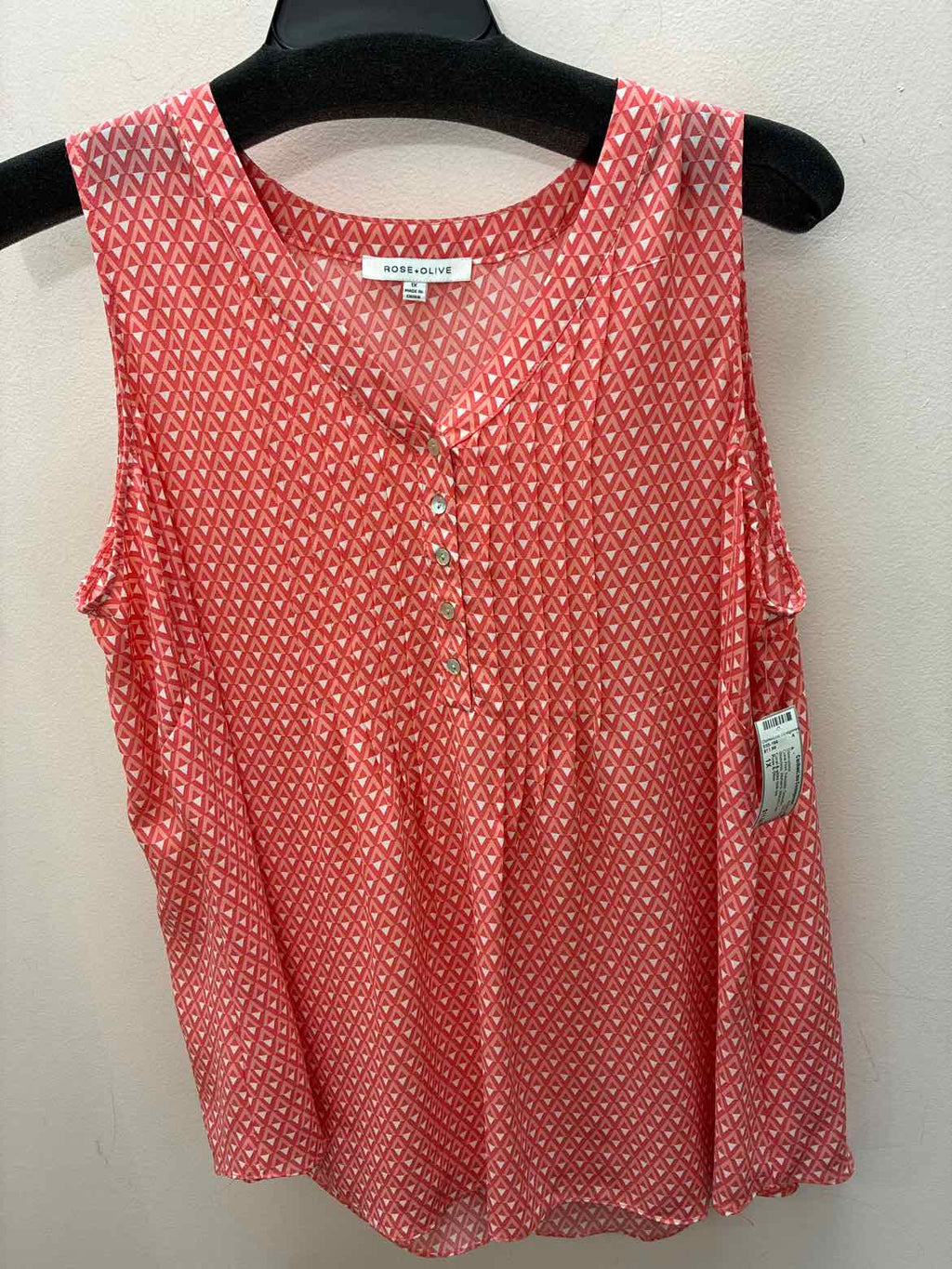 Size 1X Rose & Olive Sleeveless