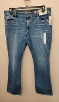 Size 17 Arizona Jeans in medium wash denim, featuring a solid pattern and cotton fabric, available new with tags.