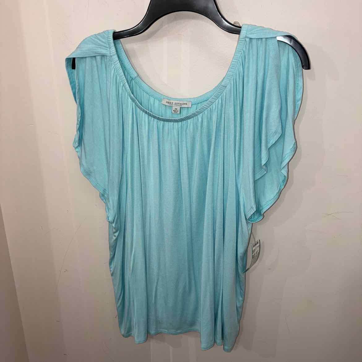 Size XXL Green Envelope Short Sleeve Misc. Tops
