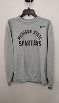 Size L Nike Sweatshirt | Clothesline Consignment - Gray Michigan State Spartans sweatshirt on hanger.