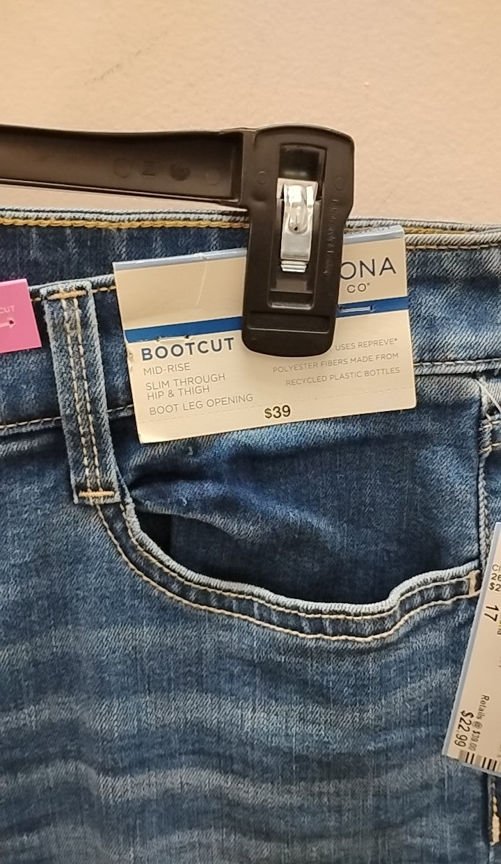 Size 17 Arizona Jeans in med wash with bootcut style tag displayed